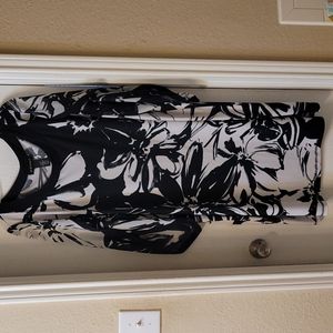 Plus size black and white knee length dress